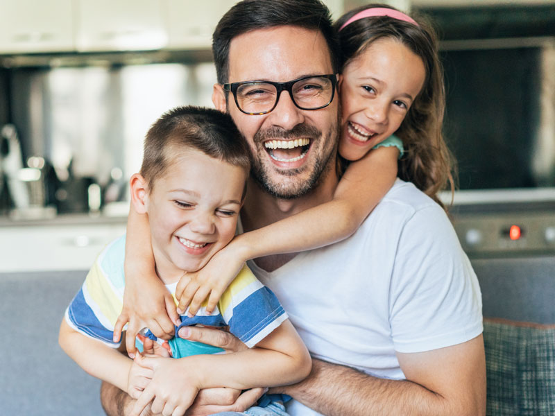 father with two kids